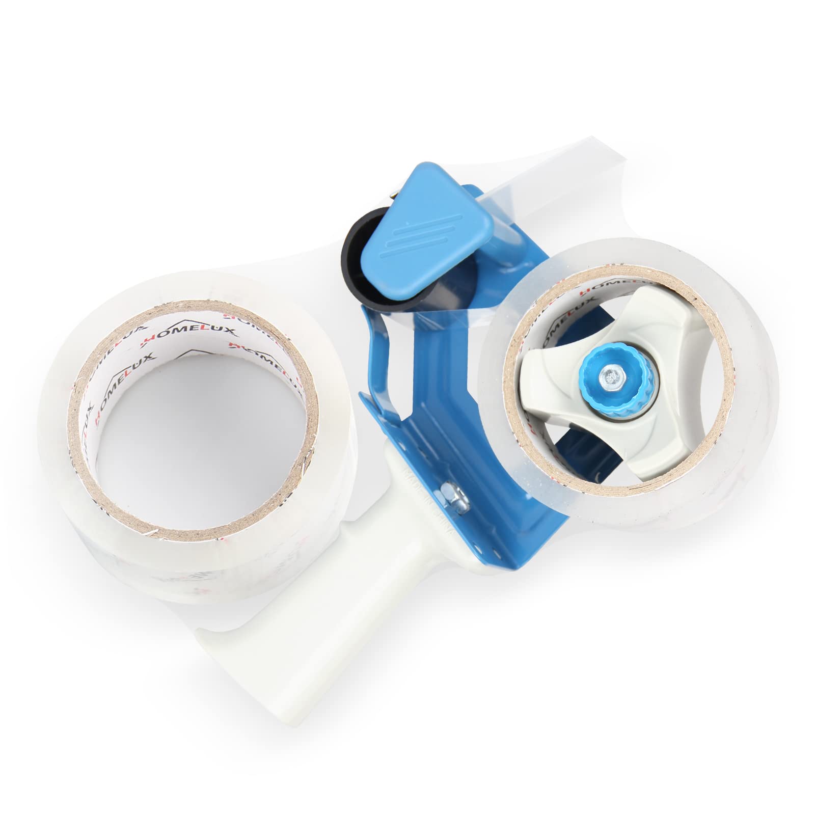 HOMELUX Paketband mit Paketbandabroller Set, 2 X starkes Paketklebeband mit 1 robuster Klebebandabroller - Transparent, 66 m x 50 mm - Für Verpacken, Versand und Umzug - Klebeband mit Abroller Set(9977)