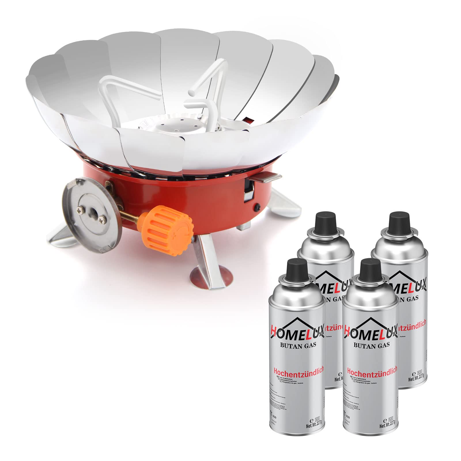 Homelux Gaskocher Tragbarer Campingkocher mit 4 Gaskartusche Faltbar Camping Gaskocher 4000W Campingherde mit Piezozündung Gaskocher für Wandern Picknick Outdoor,YC-301