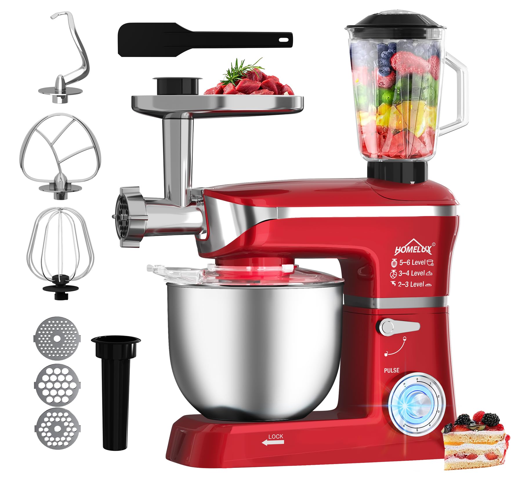 3 IN 1, 5L 1000W Kitchen Machine Spray Red, 263c-5L Red