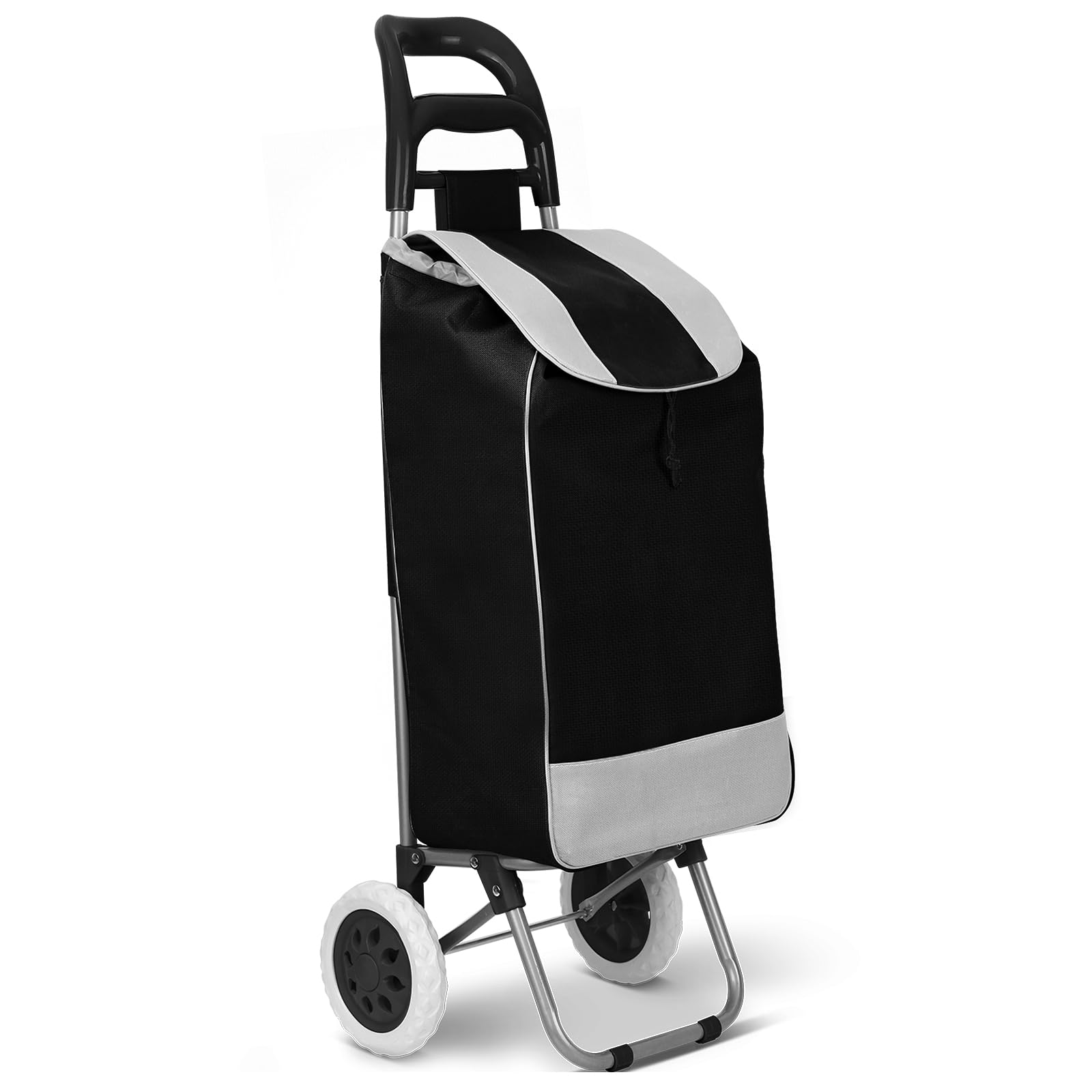 Einkaufstrolley, HOMELUX klappbar, Stabiler Einkaufswagen, große Kapazität, multifunktional, Handwagen mit Rollen, abnehmbare Tasche, Schwarz ST09A3