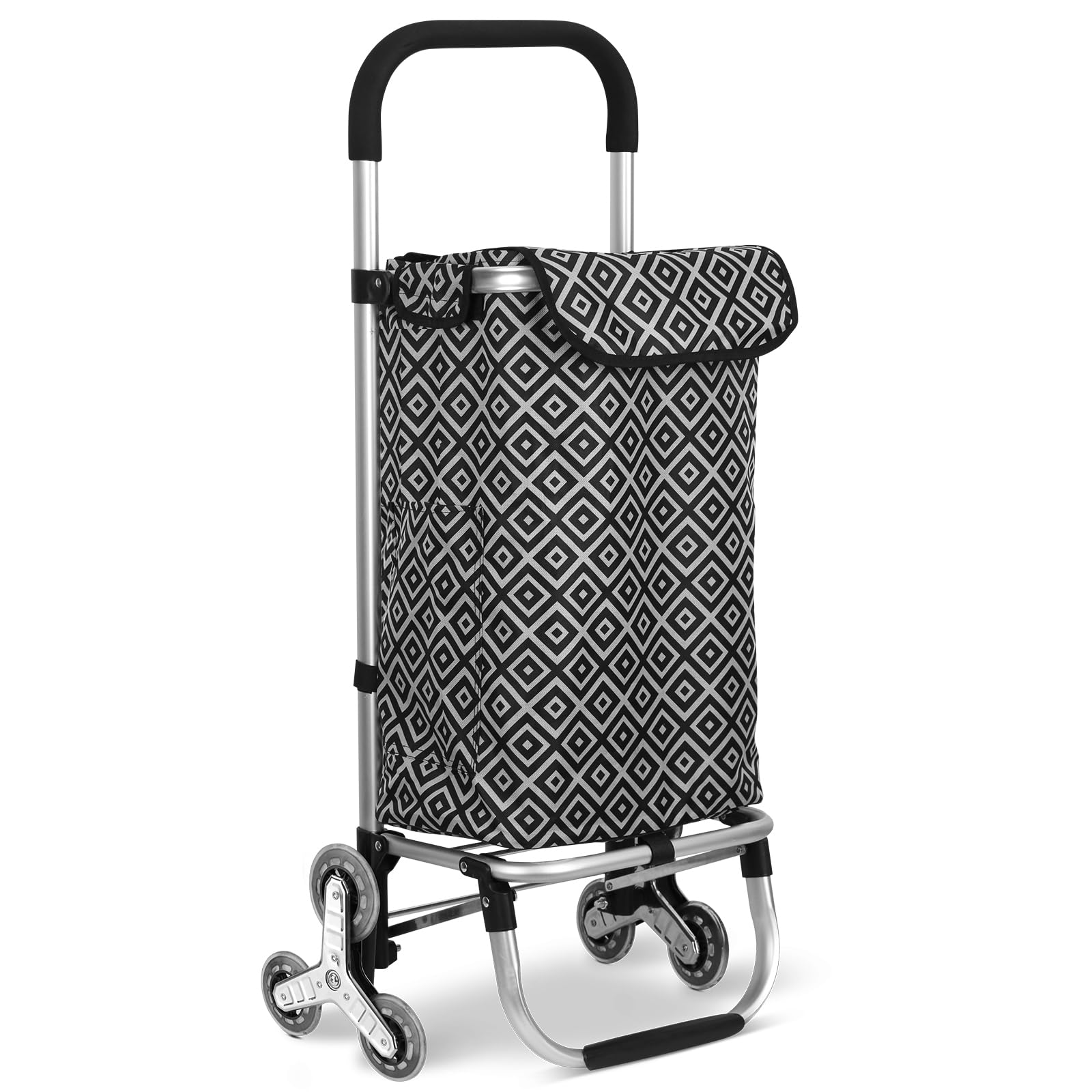 Shopping Trolley, HOMELUX Folding Sturdy Shopping Trolley, Large Capacity, Multifunctional, Hand Cart with Wheels, Removable Bag, Backgrid ST03B1