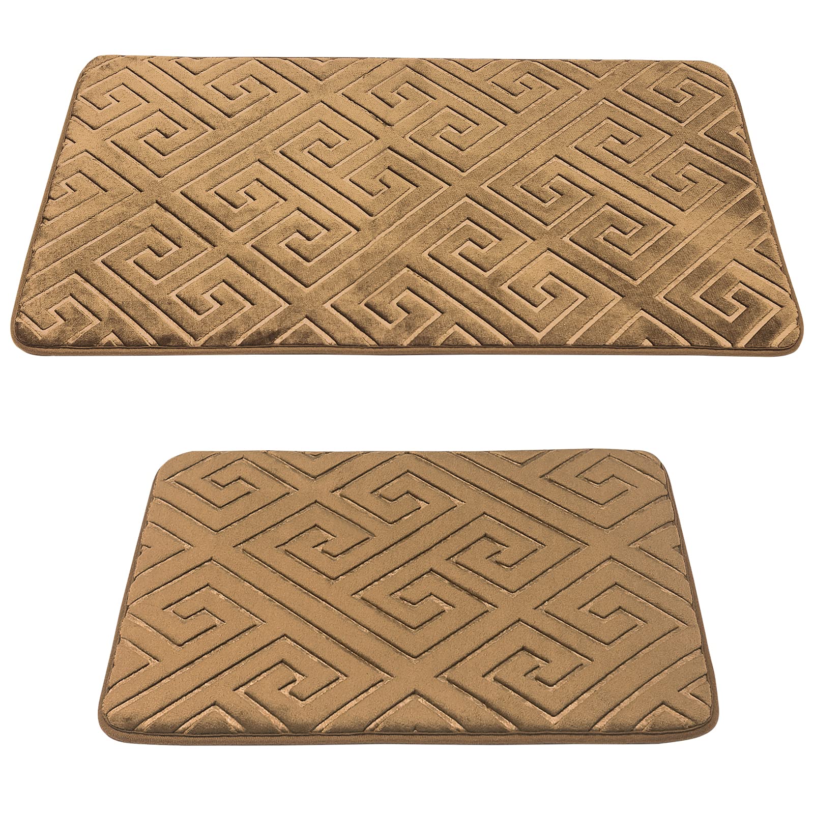 HOMELUX Badematten Set 2 teilig Mikrofaser Antirutsch Badteppich groß Set Wasserabsorbierend Badematte Badvorleger Duschvorleger für Badezimmer A - Gold