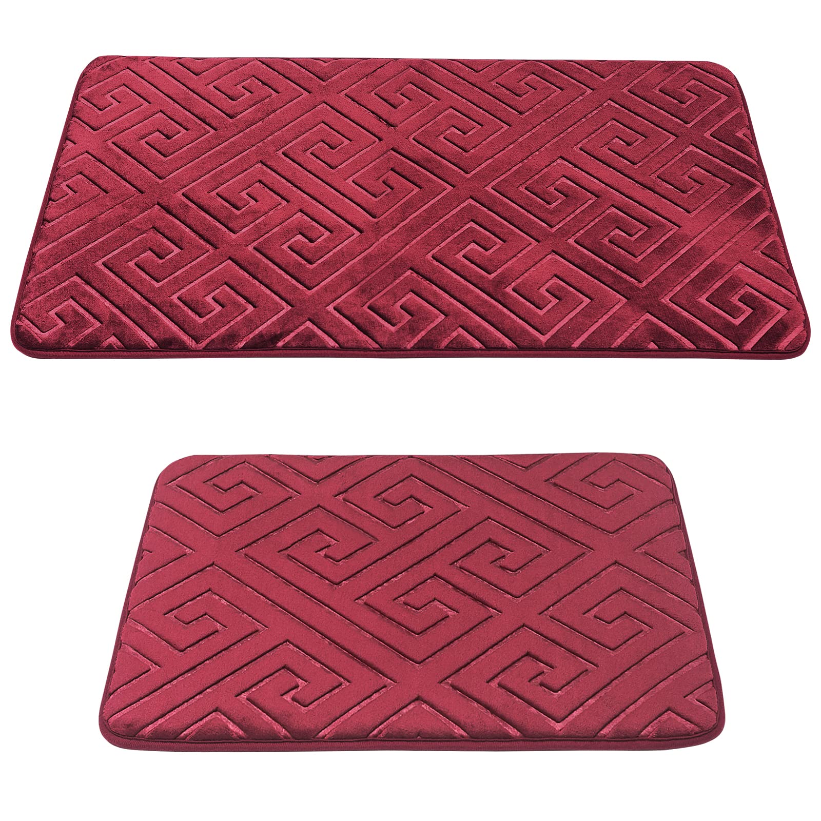Homelux Bath Mat Set 2-Piece Microfibre Non-Slip Bath Mat Large Set Water-Absorbent Bath Mat Bath Mat Shower Mat for Bathroom A - Red