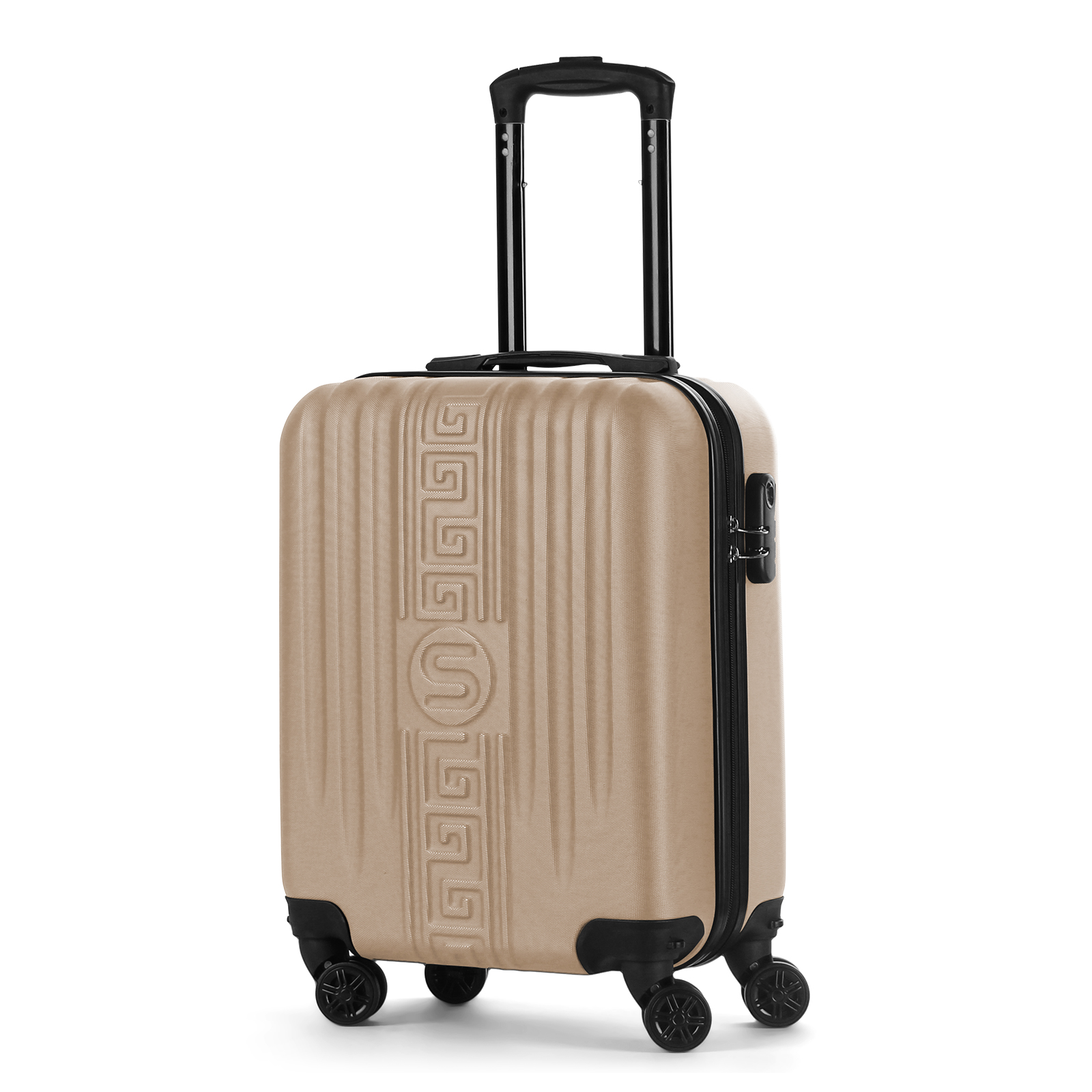 HOMELUX hard shell trolley hand luggage suitcase trolley hard shell wheeled suitcase, 4 wheels, champagne, suitcase, M，SCH019-18CH