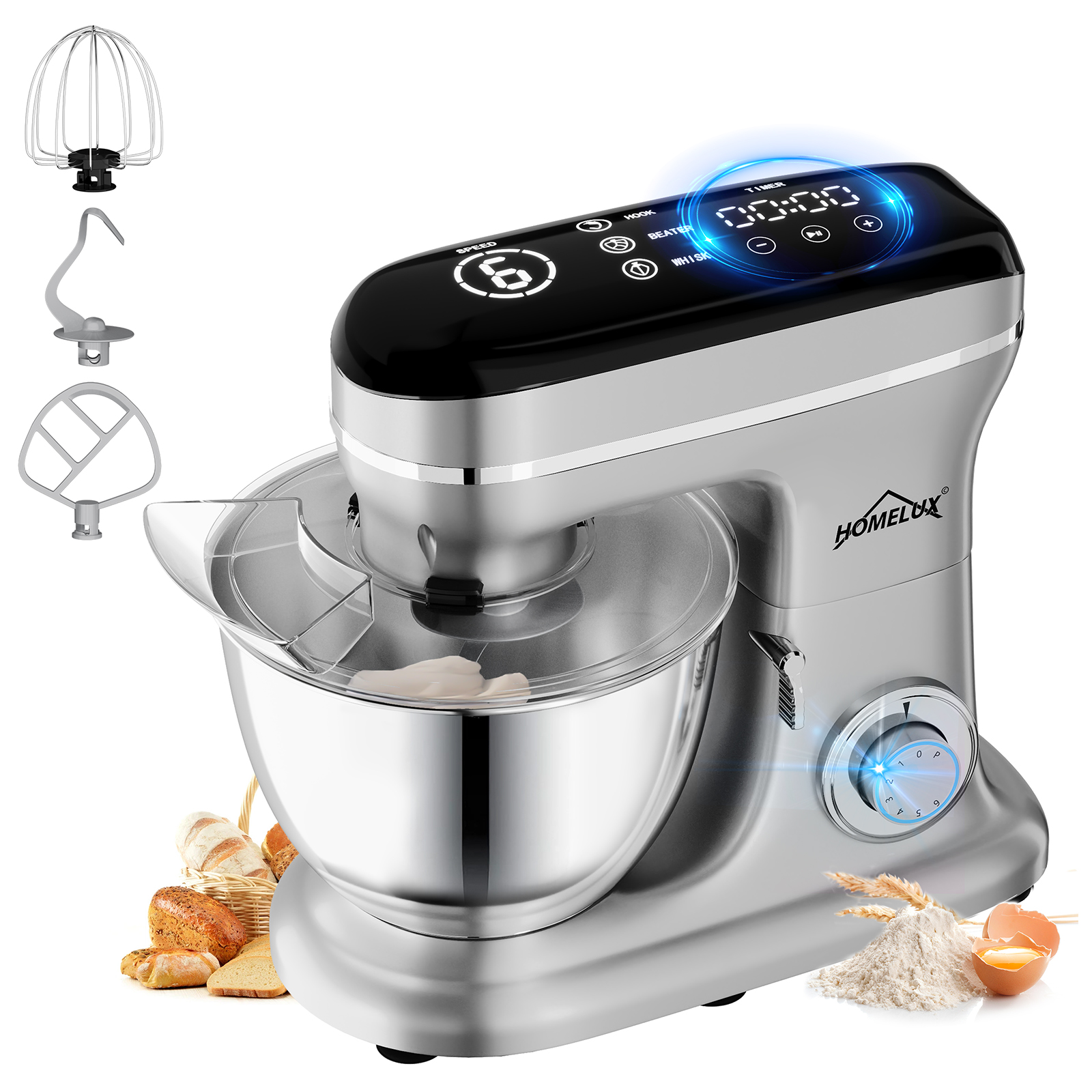 Homelux kitchen machine,Stand Mixer, SILVER, EF918A
