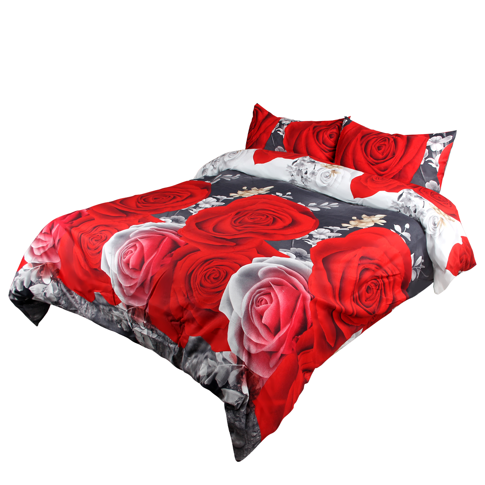 HOMELUX Bettwäsche 220x240 4teilig - Rose Flower3 200 x 220 1er Set mit 50x70 2er Kissenbezüge, Bettwäsche-Sets 220x240cm aus Mikrofaser，HL-4CSD168