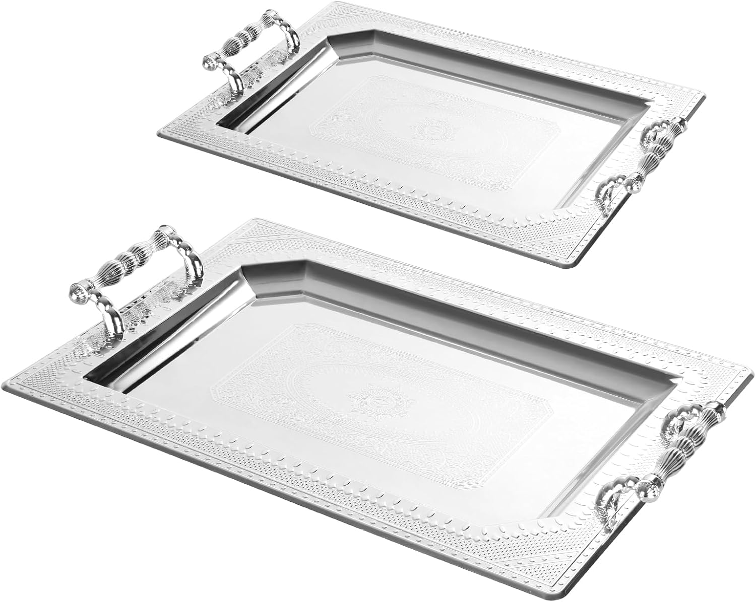 Tablett Homelux Servierplatte Set 2 Stück Deko Tablett mit Grif, Praktisches Tablett für Küche, Wohnzimmer, Bad, Bankett（HL-TS2316M）