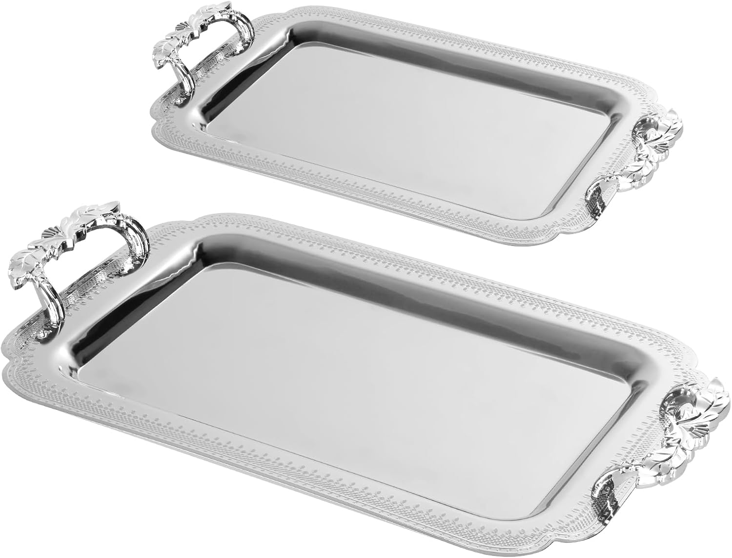 Tablett Homelux Servierplatte Set 2 Stück Deko Tablett mit Grif, Praktisches Tablett für Küche, Wohnzimmer, Bad, Bankett（HL-TS2322M）