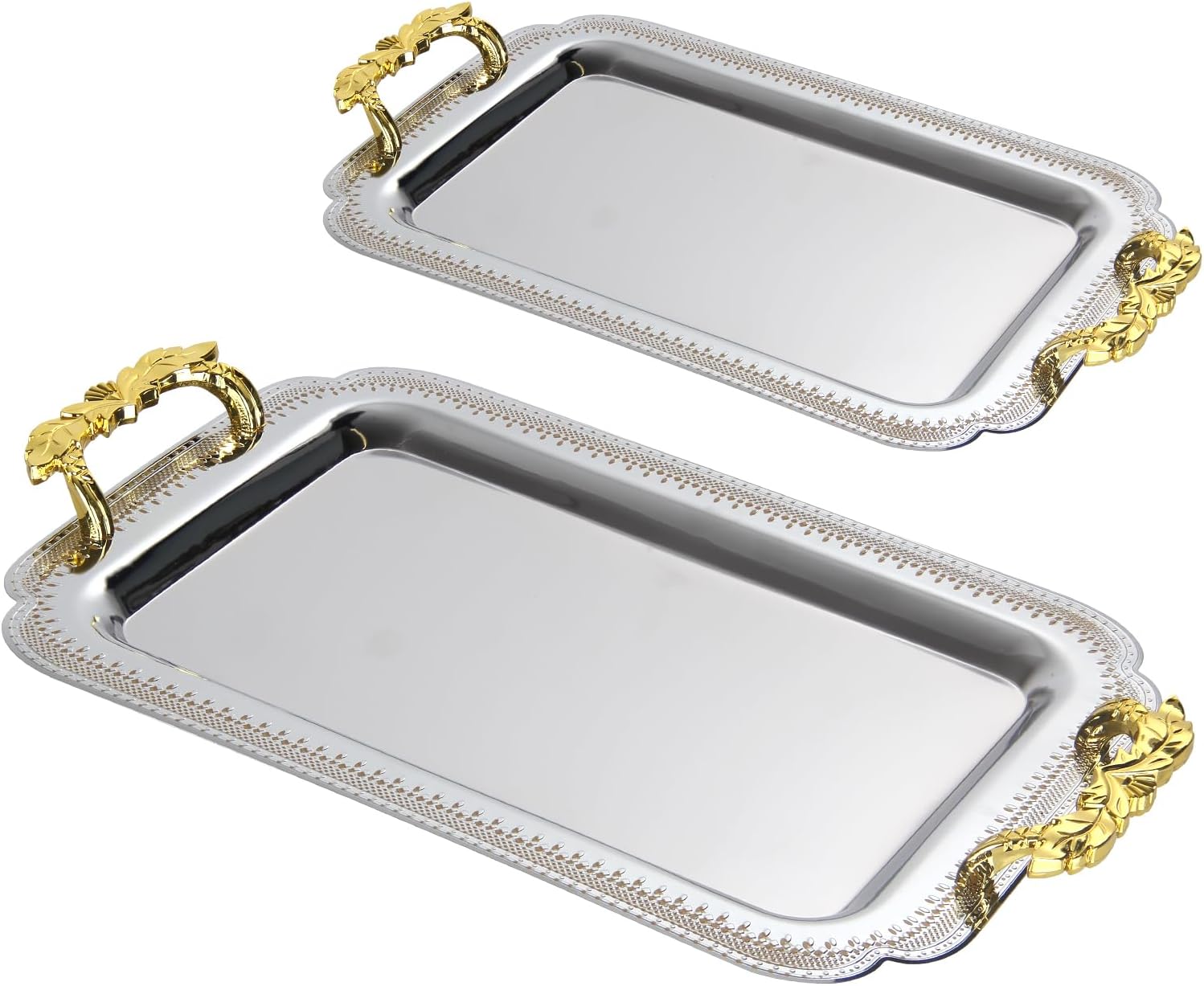 Tablett Homelux Servierplatte Set 2 Stück Deko Tablett mit Grif, Praktisches Tablett für Küche, Wohnzimmer, Bad, Bankett（HL-TS2323M）