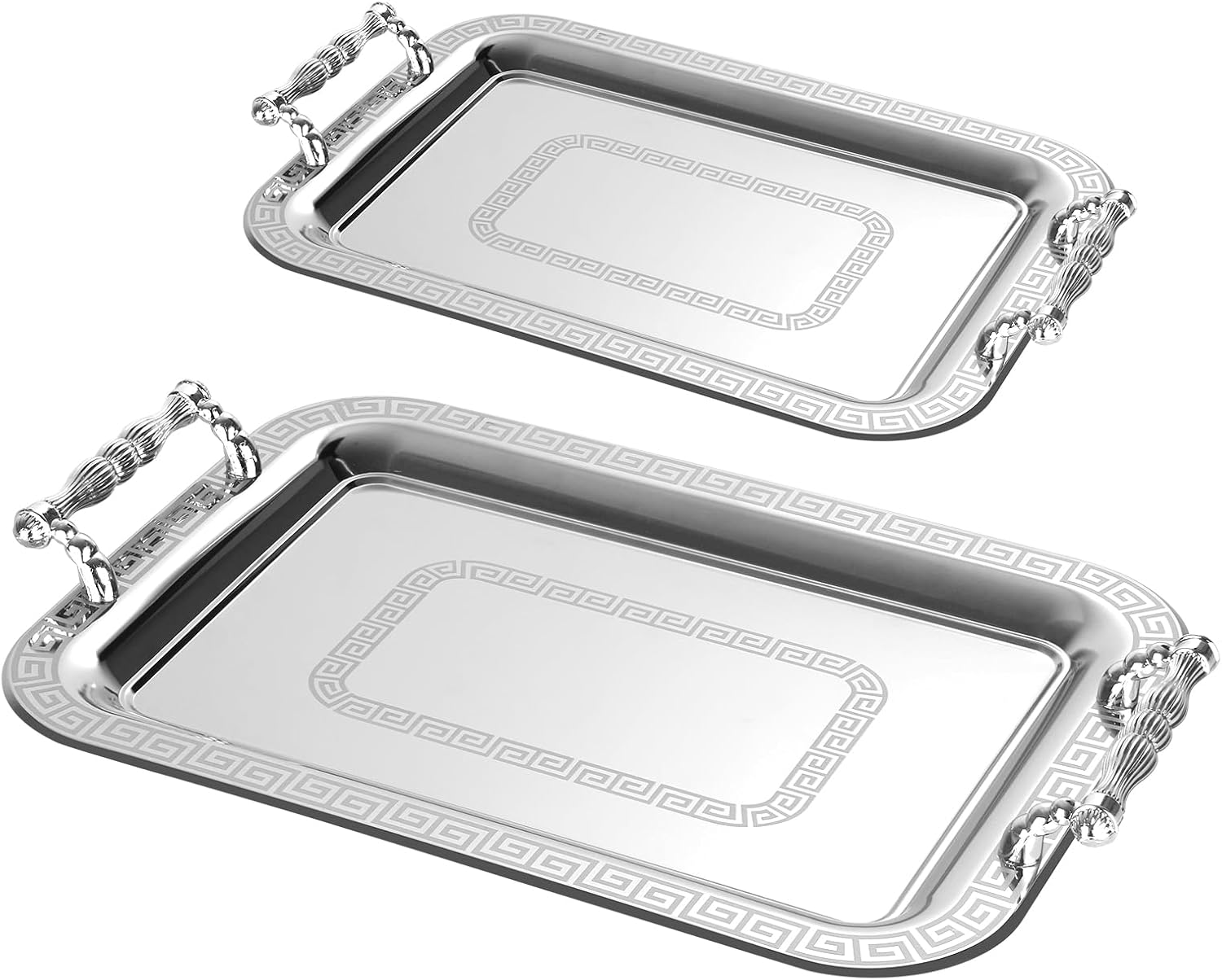 Tablett Homelux Servierplatte Set 2 Stück Deko Tablett mit Grif, Praktisches Tablett für Küche, Wohnzimmer, Bad, Bankett（HL-TS2324M）