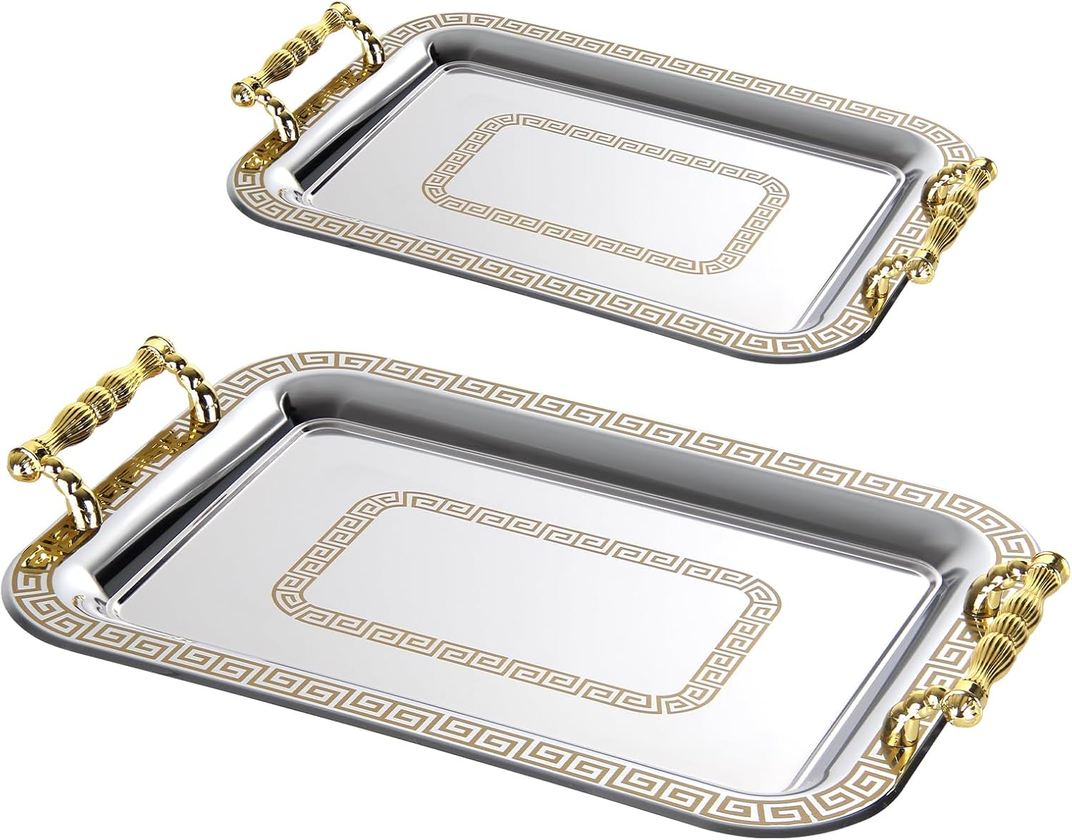 Tablett Homelux Servierplatte Set 2 Stück Deko Tablett mit Grif, Praktisches Tablett für Küche, Wohnzimmer, Bad, Bankett（HL-TS2325M）