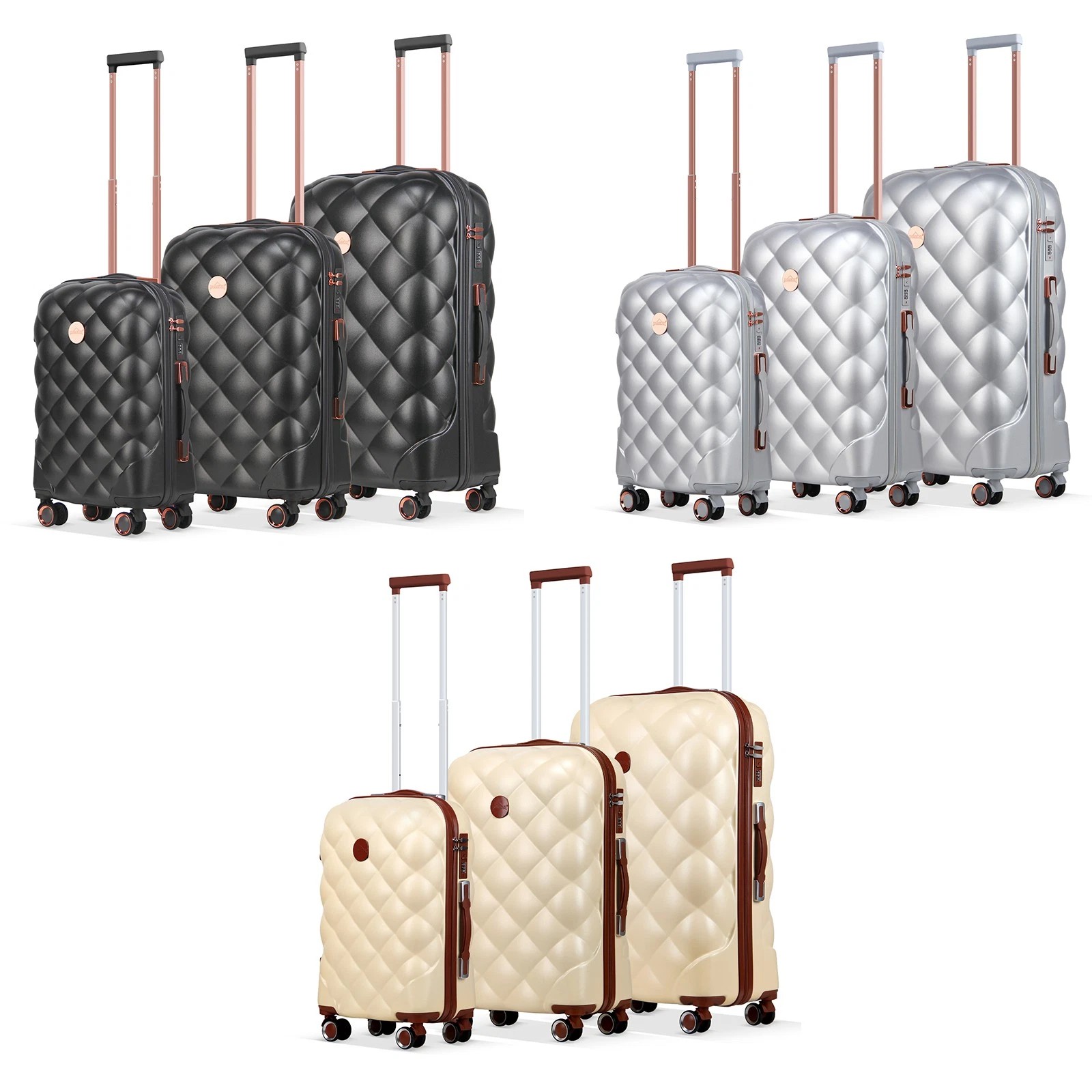 Suitcase set 3 pieces hard shell travel suitcase trolley set hand luggage M-L-XL(HL-996BK3S/HL-996SV3S/HL-996WT3S)