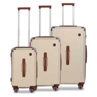 Hard-shell suitcase set, 3-piece travel suitcase with wheels, hand luggage trolley, M-L-XL(HL-1040BK3S/HL-1040SV3S/HL-1040BG3S)